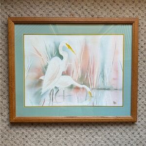 vintage 1980s Art Deco Revival pastel lithograph by the artist Madden